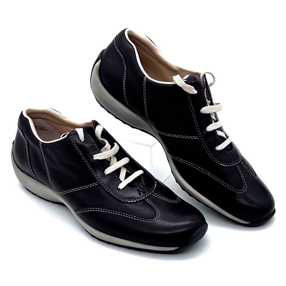 Anne Klein Satire Chocolate Leather Lace-Up Sneakers Shoes Womens Size 8.5M New - Picture 2 of 13